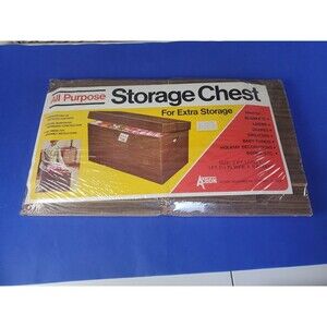 Vtg All Purpose Storage Chest Container Wood Brown 24x13.5x11" Action Ind NOS